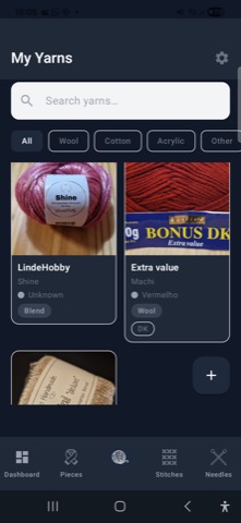 Hooky's Yarns list screen